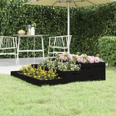 VidaXL Plantenbak 107x107x27 cm massief grenenhout zwart