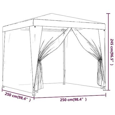 Partytent met 4 mesh zijwanden 2,5x2,5 m wit - thumbnail