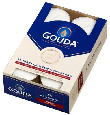Gouda Maxi Lichten 10 Uur Wit 12st Gouda Maxi Lichten 10 Uur Wit 12st