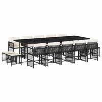 15-delige Tuinset met kussens poly rattan zwart - thumbnail