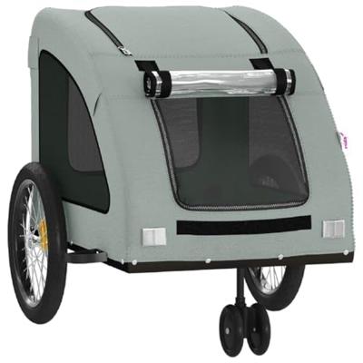 Hondenfietstrailer oxford stof en ijzer grijs - thumbnail