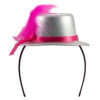 Tiara met hoedje metallic zilver - thumbnail