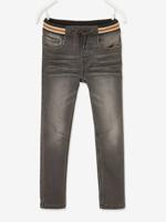 Rechte fleecebroek jongens denim look denim grijs - thumbnail