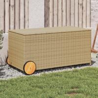 Tuinbox met wielen 190 L poly rattan gemengd beige - thumbnail