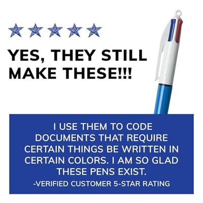 Bic 4 Colours Original 4-kleurenbalpen, 0,32 mm, klassieke inktkleuren, lichaam blauw