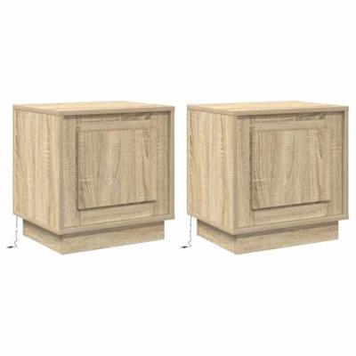 Nachtkastje 2 pcs Sonoma eiken 44 x 34,5 x 45 cm Bewerkt hout