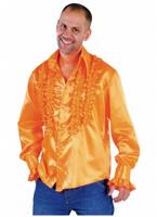 Blouse disco ruches populair oranje - thumbnail