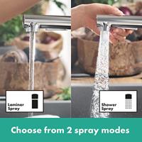 Hansgrohe Zesis M33 ééngreeps keukenkraan 160 met metalen uittrekbare vuistdouche, 2jet, chroom - thumbnail