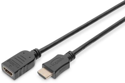 Digitus AK-330201-050-S HDMI-kabel HDMI Verlengkabel HDMI-A-stekker, HDMI-A-bus 5.00 m Zwart Rond, Vergulde steekcontacten, Afgeschermd (dubbel)