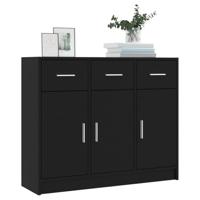Dressoir 91x28x75 cm bewerkt hout zwart - thumbnail