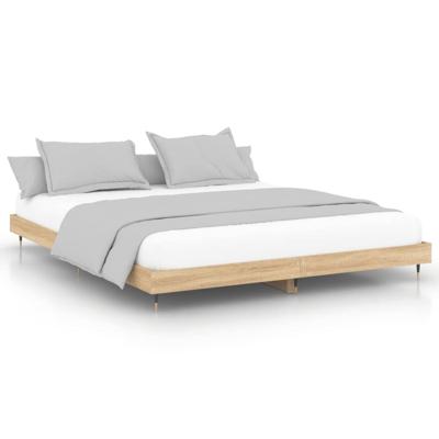 Bedframe zonder matras 200x200cm spaanplaat sonoma eikenkleurig