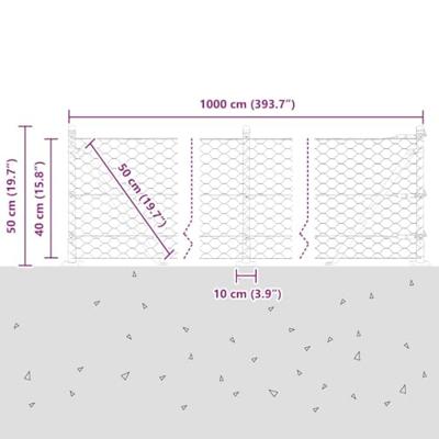 VidaXL Afrasteringspaal grijs 10 x 0,4 m (50 mm mesh) staal en pvc