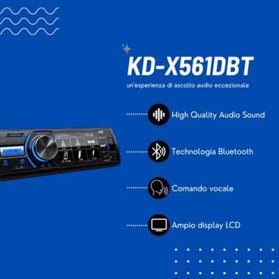 JVC Kd-X561Dbt USB-Autoradio, met DAB+, Bluetooth en 3 Inch Tft-Kleurendisplay, Achteruitrijcamera-Ingang, Aux-Ingang, Mp3, Dsp, 4 X 45 Watt, Zwart