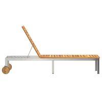 Ligstoel 1-persoon Bruin 207 x 58 x 35cm Massief acaciahout - thumbnail