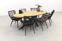 Jasmine black-naturel/Prado Ellips 240x115 cm. ovale tuinset - 7 delig - thumbnail