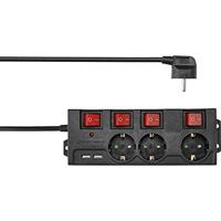 Sygonix RF-4737788 Stekkerdoos met schakelaar Zwart Randaarde stekker 1 stuk(s) - thumbnail