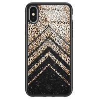 iPhone X/XS glazen hardcase - Chevron luipaard - thumbnail