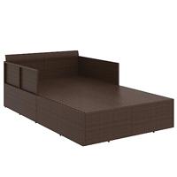 Ligbed met kussens 182x118x63 cm poly rattan bruin - thumbnail