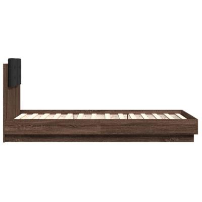 Bedframe met hoofdbord en LED bruin eikenkleur 90x190 cm