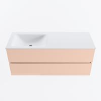 MONDIAZ VICA 120cm badmeubel onderkast Rosee 2 lades. Wastafel CLOUD links zonder kraangat, kleur Talc. - thumbnail