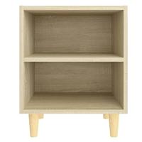 VidaXL Nachtkastje met houten poten 40x30x50 cm sonoma eikenkleurig - thumbnail