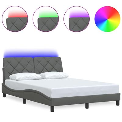 Bedframe met LED zonder matras 180x200 cm stof donkergrijs