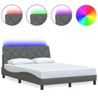 Bedframe met LED zonder matras 180x200 cm stof donkergrijs - thumbnail