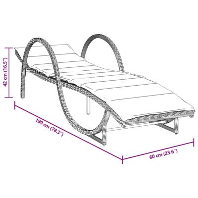 Ligbedden 2 st met kussens poly rattan zwart - thumbnail