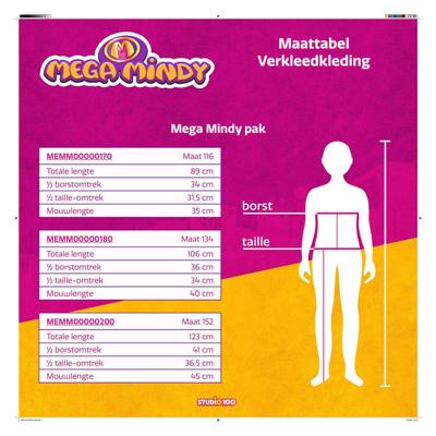 Studio 100 Mega mindy verkleedpak met cape, 3-5 jaar