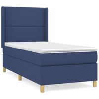 Boxspring met matras stof blauw 90x200 cm - thumbnail
