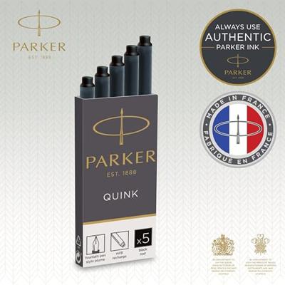 5 Inktpatronen Parker Quink zwart permanent