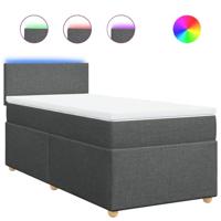 Boxspring met matras stof donkergrijs 90x200 cm - thumbnail