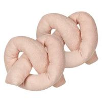 Beliani - GLADIOLUS - Knoopkussen set van 2 - Roze - Teddystof - thumbnail