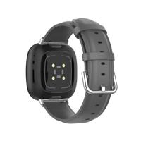 Fitbit Versa 3/4 & Sense 1/2 leren bandje - Donkergrijs - thumbnail