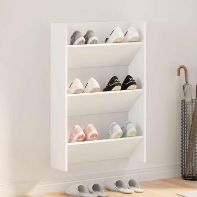 VidaXL Wandschoenenkast 60x18x90 cm spaanplaat wit
