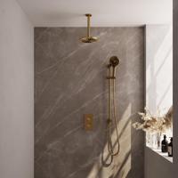 Regendoucheset Inbouw Brauer Gold Edition Thermostatisch 20 cm met 3-Weg Omstelling, Plafondarm, Glijstang en Handdouche 3-Standen Geborsteld Goud - thumbnail