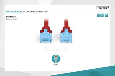 Digitus DK-1512-020/R RJ45 Netwerkkabel, patchkabel CAT 5e U/UTP 2.00 m Rood Verdraaide paren 1 stuk(s)