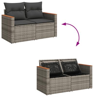 14-delige Loungeset met kussens poly rattan grijs