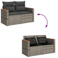 11-delige Loungeset met kussens poly rattan grijs - thumbnail