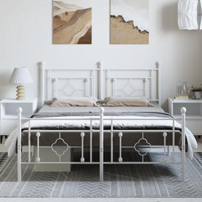 Bedframe met hoofd- en voeteneinde metaal wit 193x203 cm Bedframe met hoofd- en voeteneinde metaal wit 193x203 cm