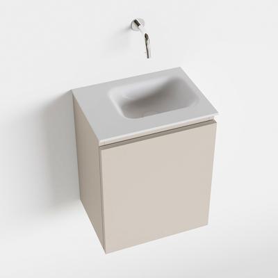 MONDIAZ OLAN 40cm toiletmeubel linen. LEX wastafel talc rechts geen kraangat