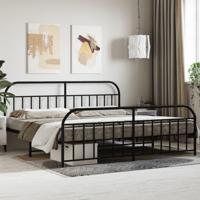 Bedframe met hoofd- en voeteneinde metaal zwart 200x200 cm - thumbnail