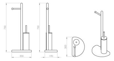 Toiletborstelhouder Sapho Hibiscus Vrijstaand met Toiletrolhouder Chroom Sapho