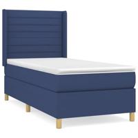 Boxspring met matras stof blauw 90x190 cm - thumbnail