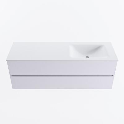 MONDIAZ VICA 140cm badmeubel onderkast Cale 2 lades. Wastafel CLOUD rechts 1 kraangat, kleur Talc.