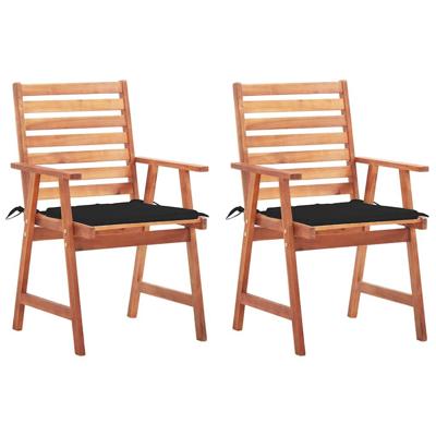 Tuinstoelen 2 st met kussens massief acaciahout