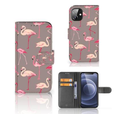 Apple iPhone 12 Mini | Telefoonhoesje | Met pasjeshouder | Flamingo