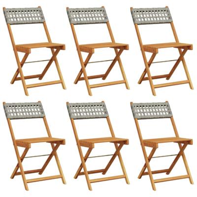 Tuinstoelen 8 st inklapbaar poly rattan en massief hout grijs - thumbnail