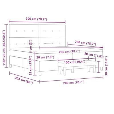 Boxspringbed met matras en bank stof donkergrijs 200x200 cm