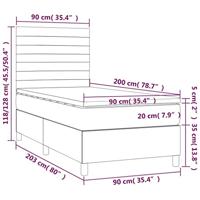 Boxspring met matras stof lichtgrijs 90x200 cm - thumbnail